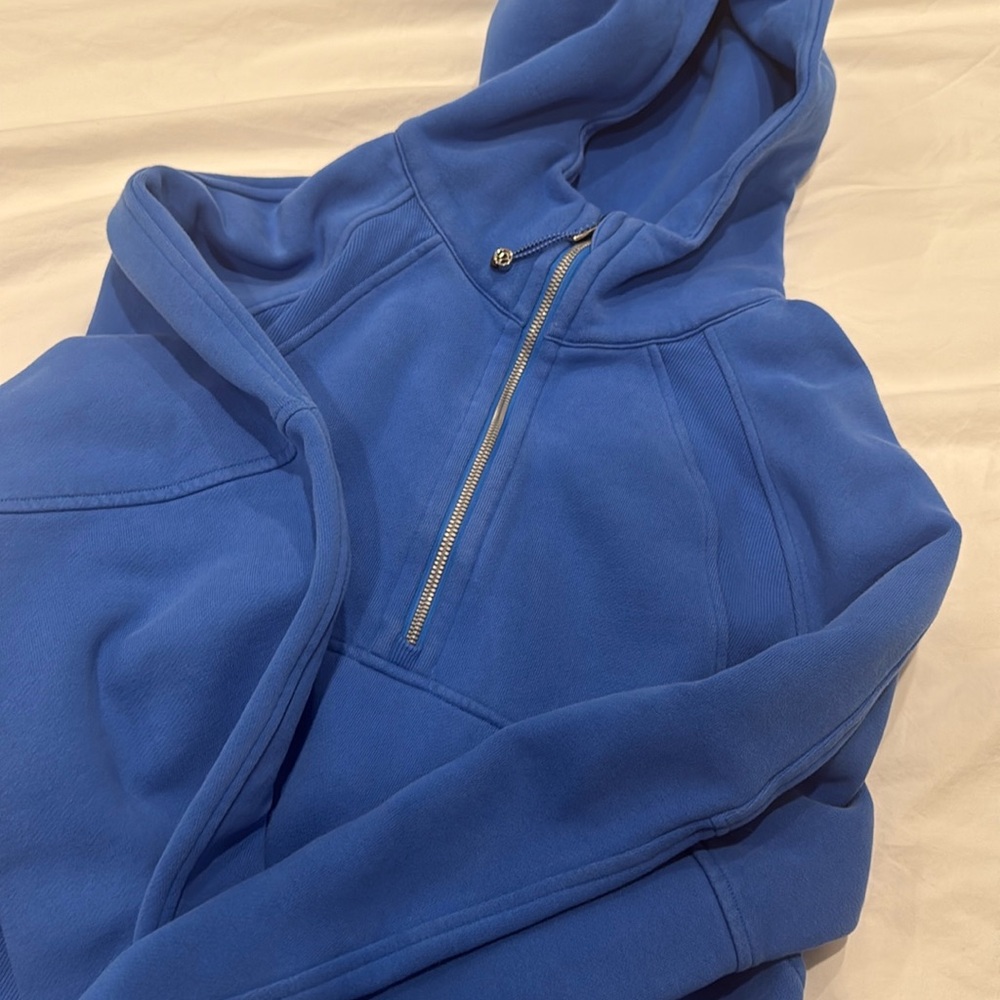 Blue Lulu Lemon half zip scuba sweatshirt with hood